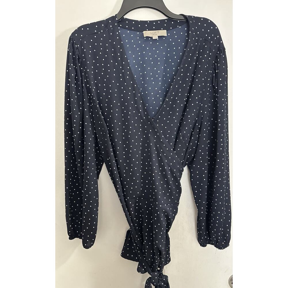 Loft Plus Women’s Wrap Top Polka Dot Blue Size 24